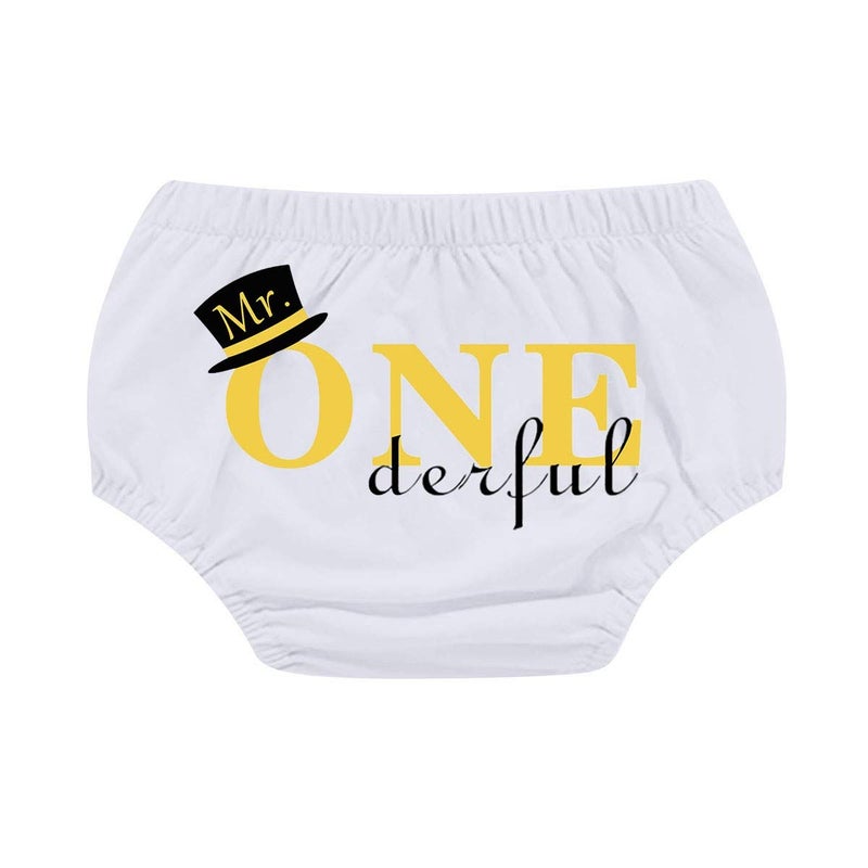 HIHCBF Boys 1st Birthday Outfit Cake Smash Set Mr. ONE Derful Baby Shower Costume Photo Shoot Bloomers Suspenders Bowtie White - Image 2